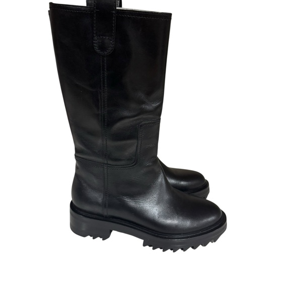 Tamara Mellon Black Leather Easy Rider Pull-on Leather Moto Boots - Picture 2 of 7